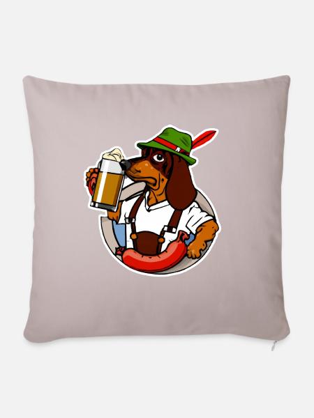 Bierfest Dackel Oktober - Sofakissen mit Füllung 45 x 45 cm - helles Taupe