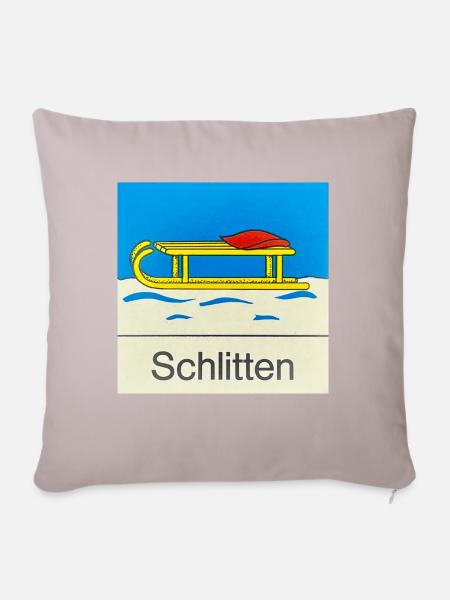 Schlitten - Sofakissen mit Füllung 45 x 45 cm - helles Taupe
