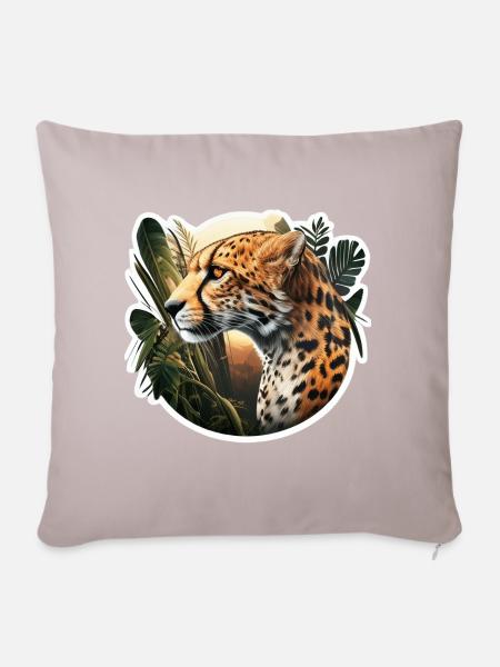 Gepard im Busch - Sofakissen mit Füllung 45 x 45 cm - helles Taupe