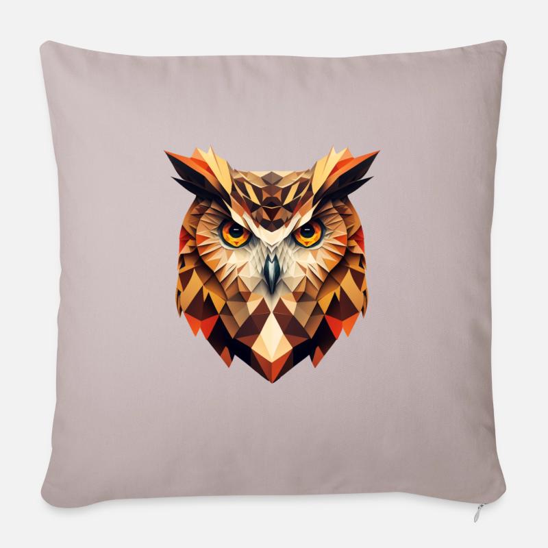 HIBOU - Coussin et housse de 45 x 45 cm - taupe clair
