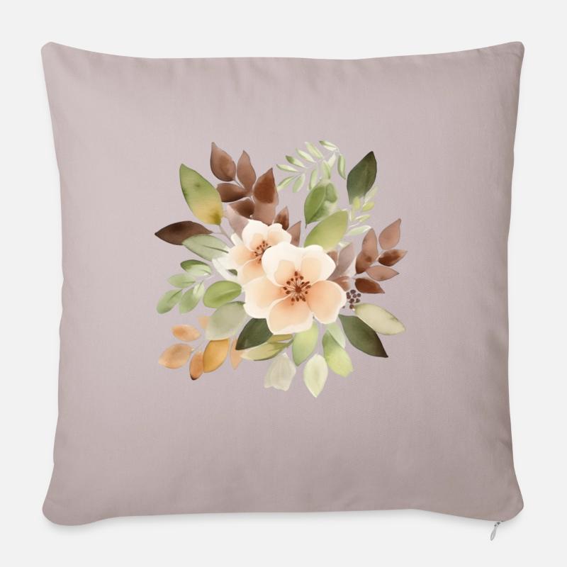 Wunderschöne Blumen im Boho Stil - Sofakissen mit Füllung 45 x 45 cm - helles Taupe