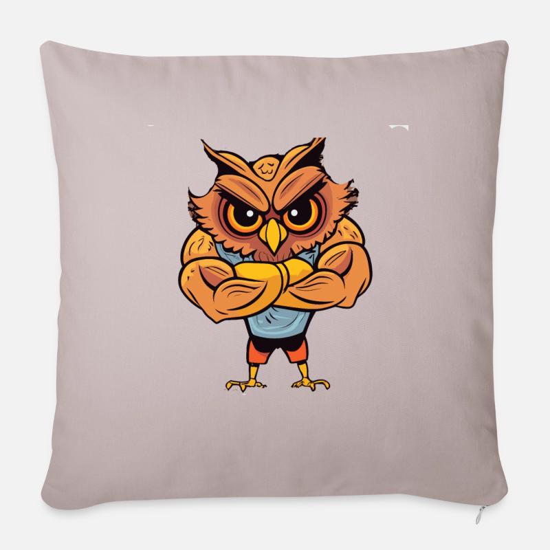 Bodybuilder Eule - Sofakissen mit Füllung 45 x 45 cm - helles Taupe