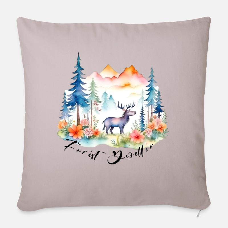 Niedlicher Wald Elch - Sofakissen mit Füllung 45 x 45 cm - helles Taupe