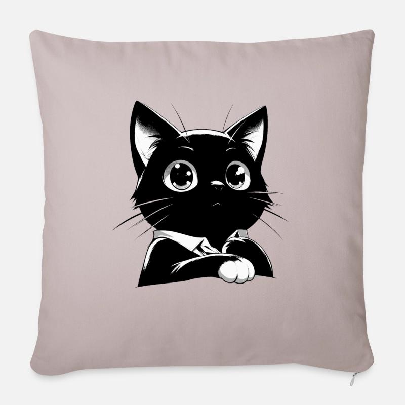 Anime-Stil Katze - Sofakissen mit Füllung 45 x 45 cm - helles Taupe