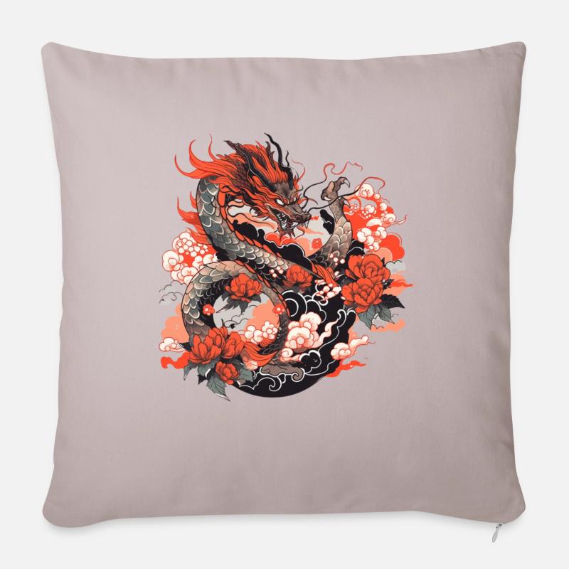 Dragon - Coussin et housse de 45 x 45 cm - taupe clair