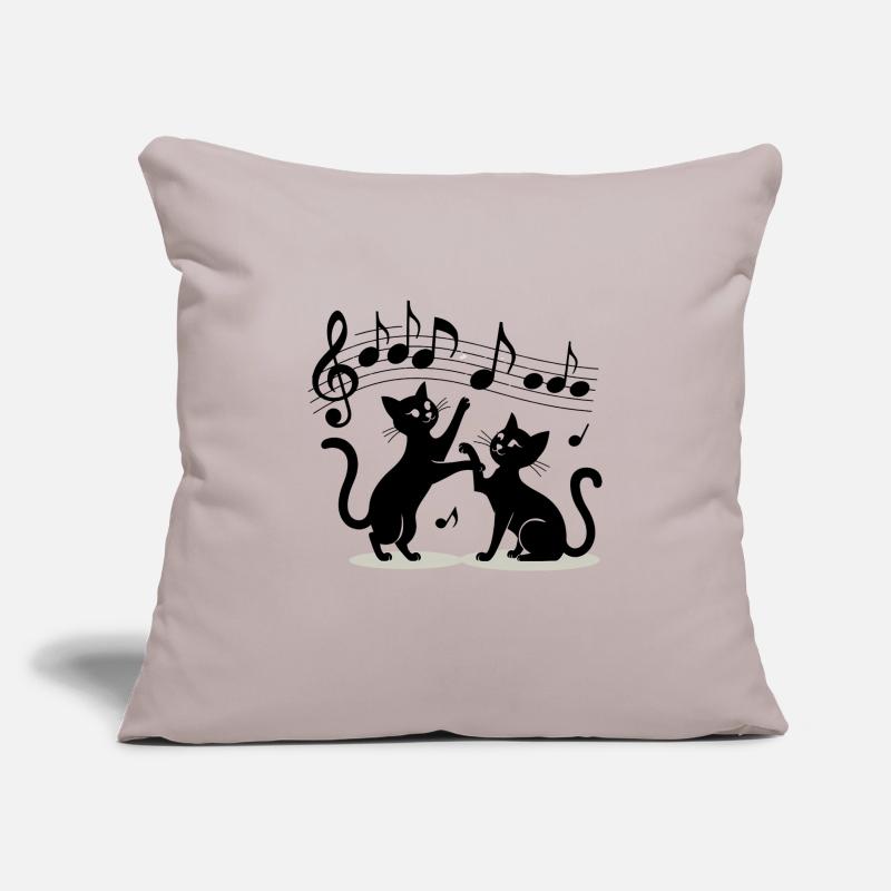 Black cats pattern playing with musical note Sofa pillow with filling 45cm x 45cm