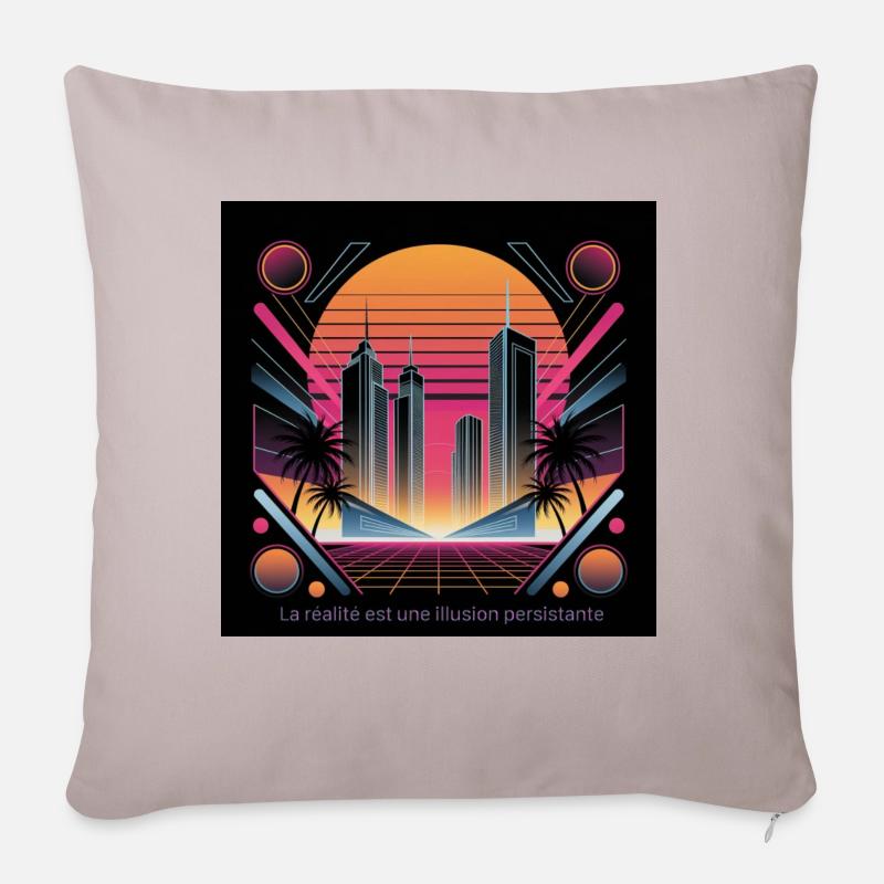 Reality is a persistent illusion - Sofa pillow with filling 45cm x 45cm - light taupe