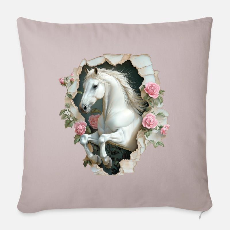 Pferd Vintage - Sofakissen mit Füllung 45 x 45 cm - helles Taupe