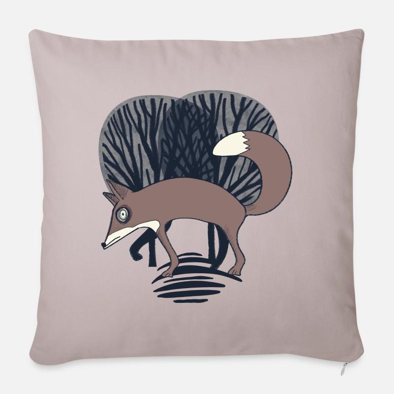 Fuchs im Wald_ Grau - Sofakissen mit Füllung 45 x 45 cm - helles Taupe