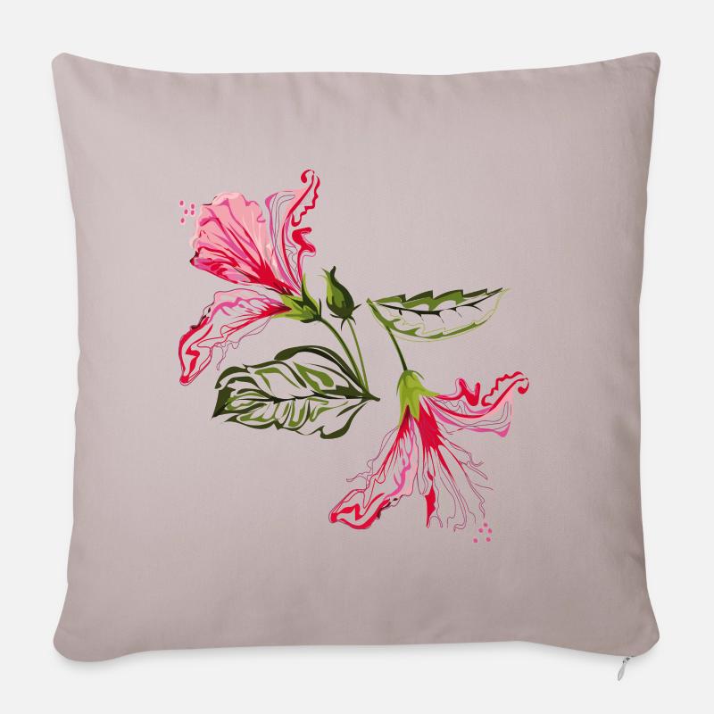 Branches de fleurs - Coussin et housse de 45 x 45 cm - taupe clair