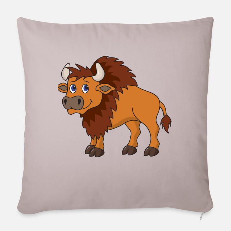 Bison Büffel - Sofakissen mit Füllung 45 x 45 cm - helles Taupe