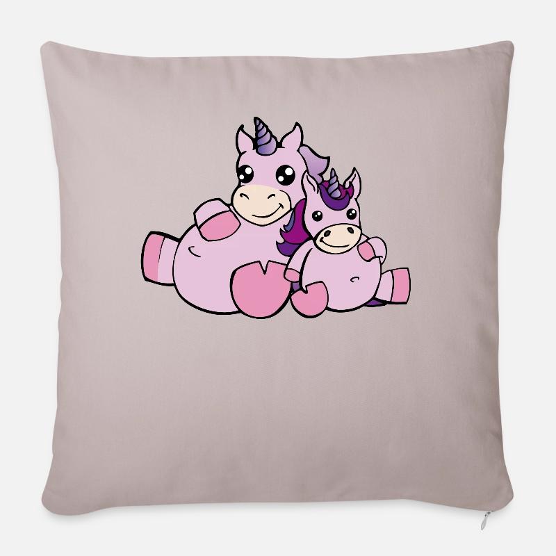 Niedliches Einhorn Geschenk Einhörner Mama Kind - Sofakissen mit Füllung 45 x 45 cm - helles Taupe