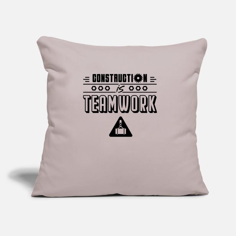 Construction work is teamwork construction site construction workers Sofa pillow with filling 45cm x 45cm