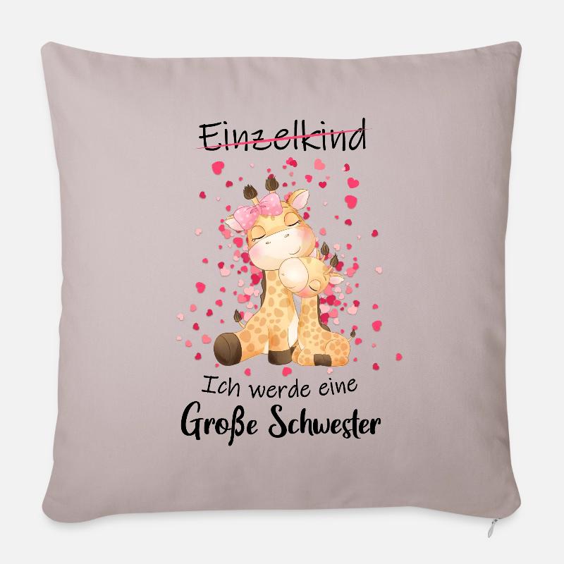 Einzelkind ade Ich werde große Schwester 2022 - Sofakissen mit Füllung 45 x 45 cm - helles Taupe