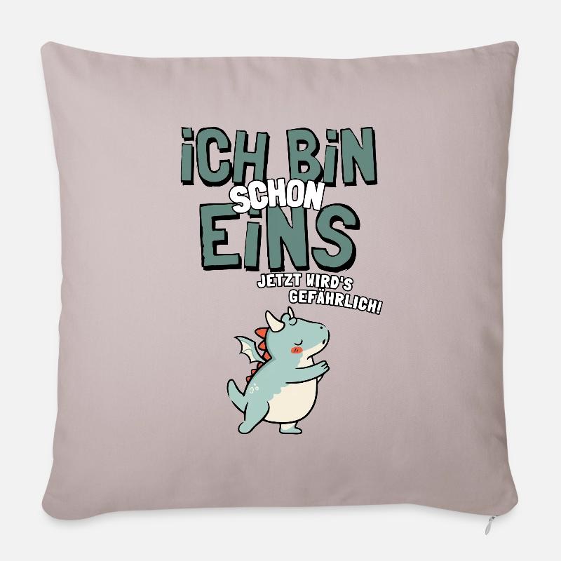 Ich bin schon Eins - 1. Geburtstag - Baby Drachen - Sofakissen mit Füllung 45 x 45 cm - helles Taupe