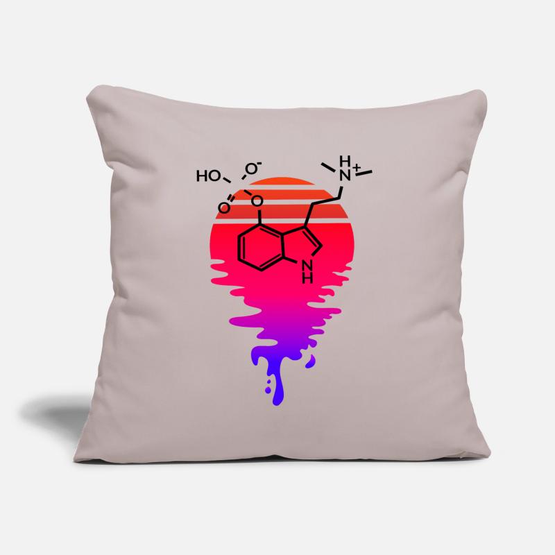 Psilocybin Molecule with Retro Sunset Sofa pillow with filling 45cm x 45cm