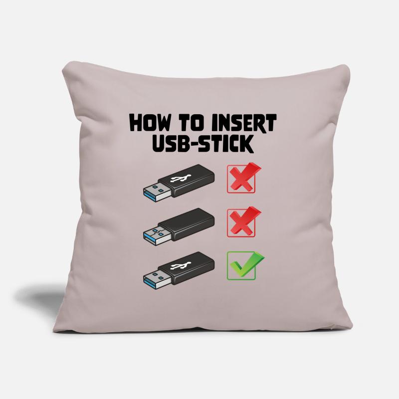 How To Insert USB Stick Funny Programmer Meme Sofakissen mit Füllung 45 x 45 cm