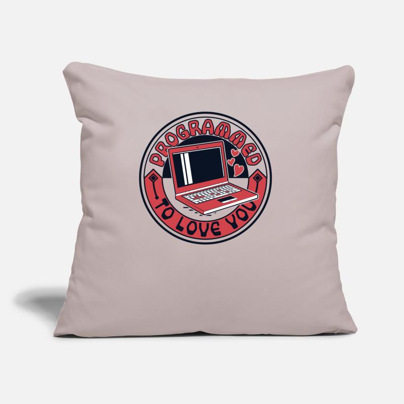 Programmé pour t’aimer Développeur Codeur Coussin et housse de 45 x 45 cm