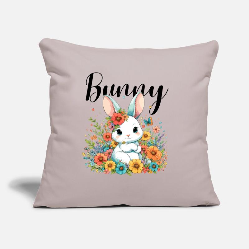 Bunny Bunny Mom Easter Easter Bunny Flowers Cute Sofa pillow with filling 45cm x 45cm