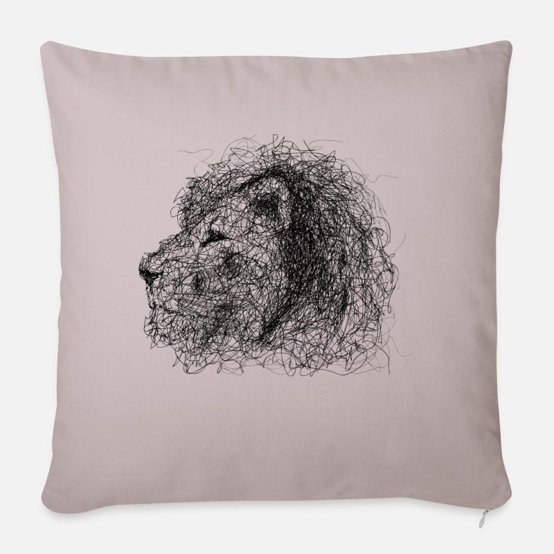 Lion Scribble - Sofa pillow with filling 45cm x 45cm - light taupe