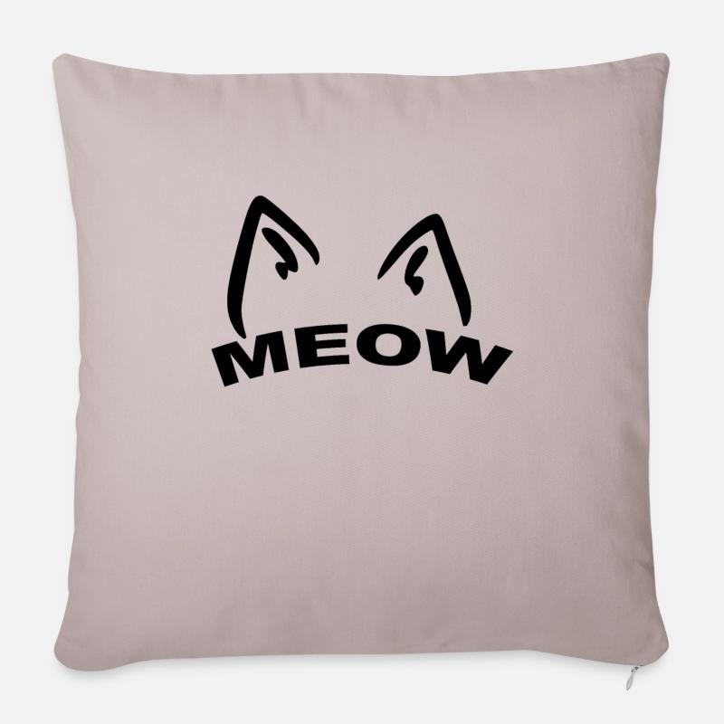 Idée cadeau chat miaou - Coussin et housse de 45 x 45 cm - taupe clair