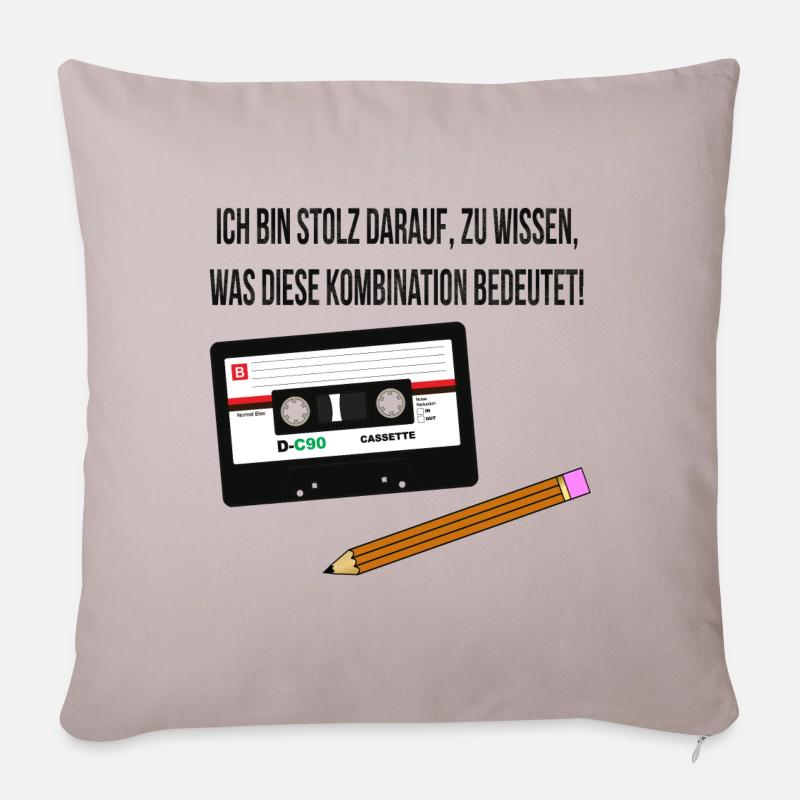 Kassette und Stift - Kindheits-Lifehack - Sofakissen mit Füllung 45 x 45 cm - helles Taupe