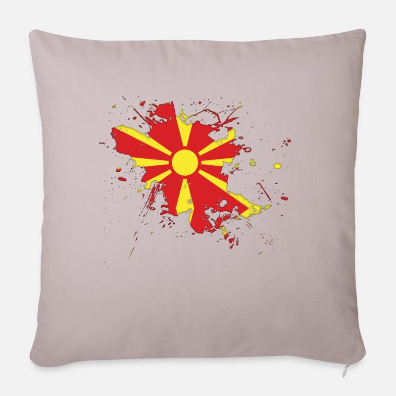 Drapeau de la Macédoine du Nord Macédoine comme une touche de couleur - Coussin et housse de 45 x 45 cm - taupe clair