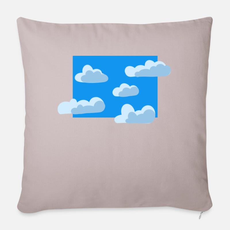 Blue cloudy sky - Sofa pillow with filling 45cm x 45cm - light taupe