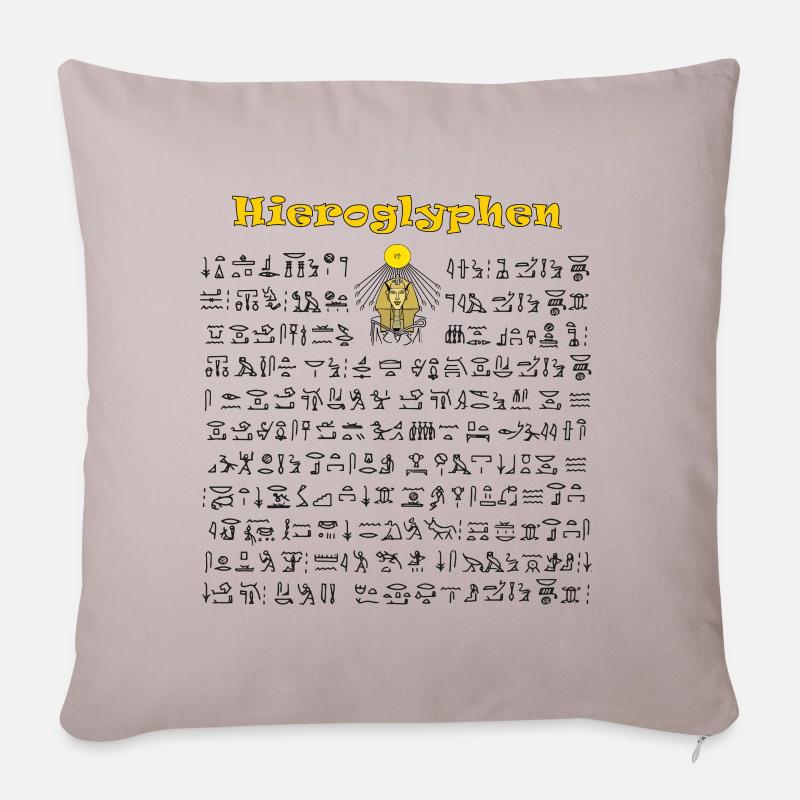 Hiéroglyphes égyptiens - Coussin et housse de 45 x 45 cm - taupe clair