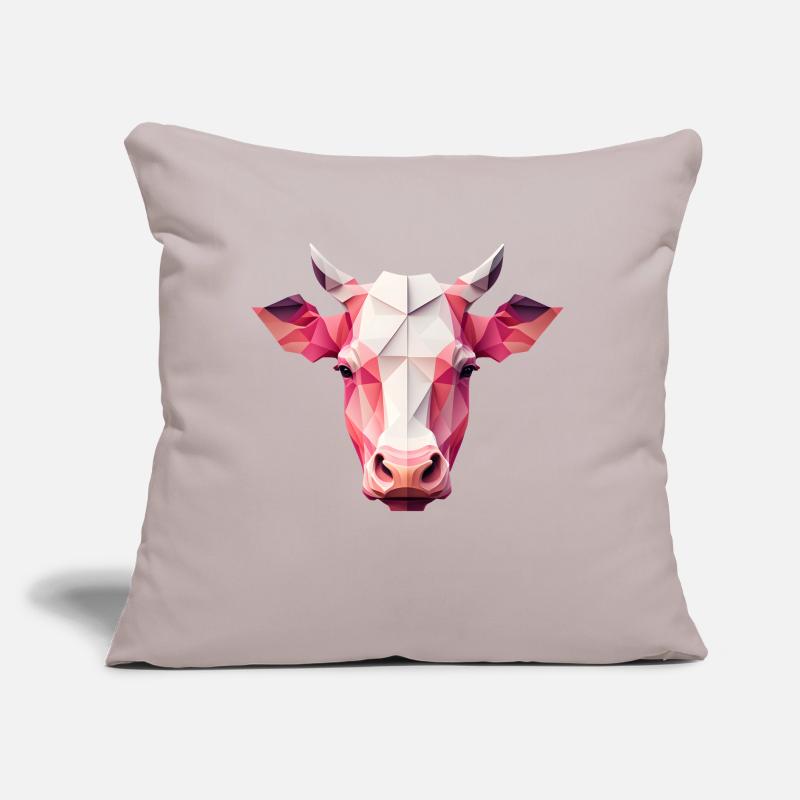 An angular pink cow's head Sofa pillow with filling 45cm x 45cm