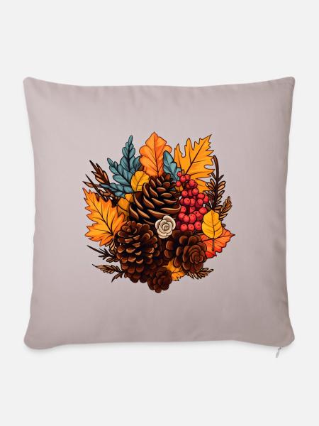 Bunte Herbst Mischung - Sofakissen mit Füllung 45 x 45 cm - helles Taupe