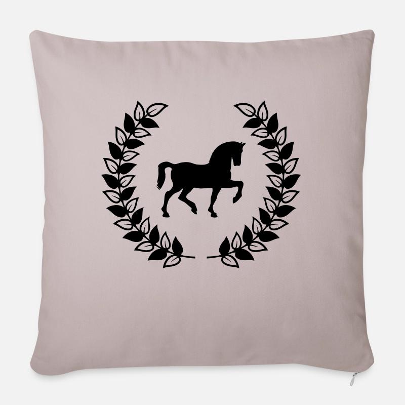 Kranz Pferd - Sofakissen mit Füllung 45 x 45 cm - helles Taupe