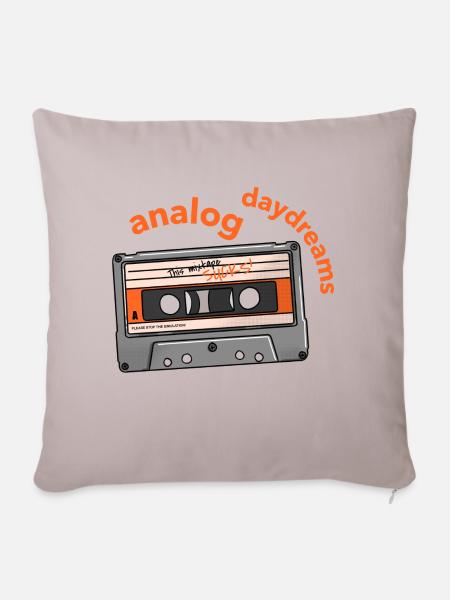 Vintage analog mixtape - Sofakissen mit Füllung 45 x 45 cm - helles Taupe