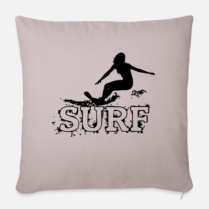 surfeuse - Coussin et housse de 45 x 45 cm - taupe clair