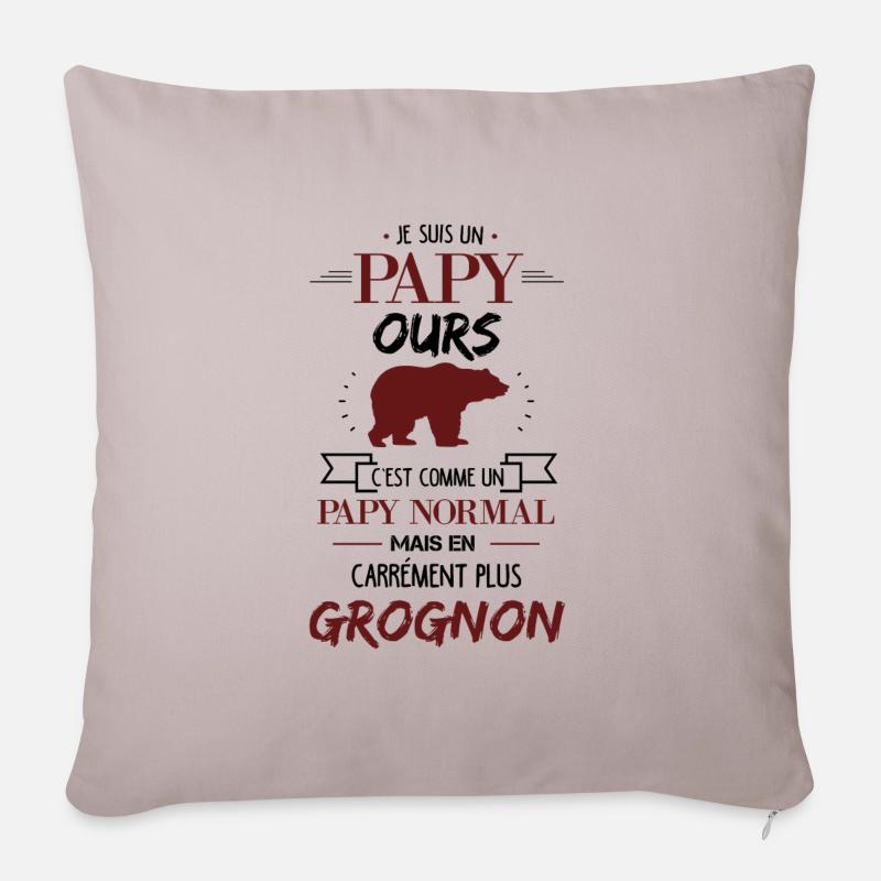 Papy ours - Coussin et housse de 45 x 45 cm - taupe clair