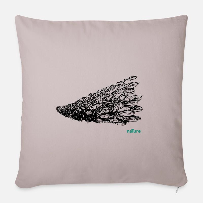 Fische - Sofakissen mit Füllung 45 x 45 cm - helles Taupe