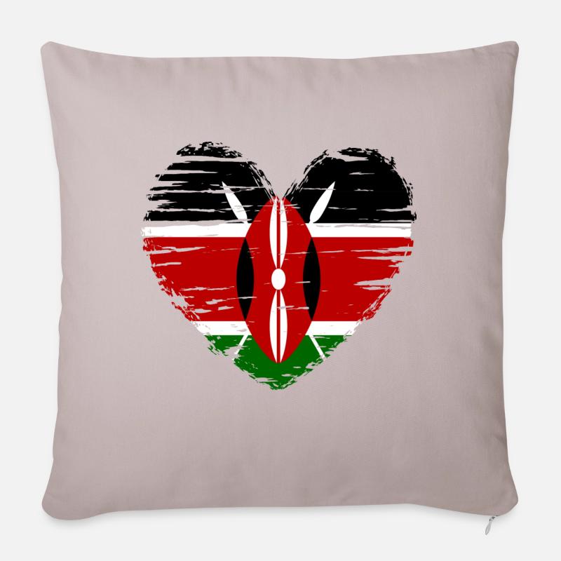Kenya coeur drapeau blason - Coussin et housse de 45 x 45 cm - taupe clair
