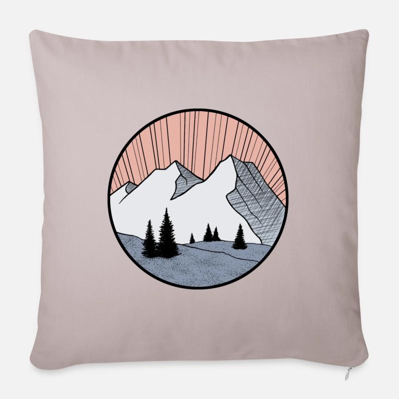 dessin paysage montagne - logo triangle - Coussin et housse de 45 x 45 cm - taupe clair