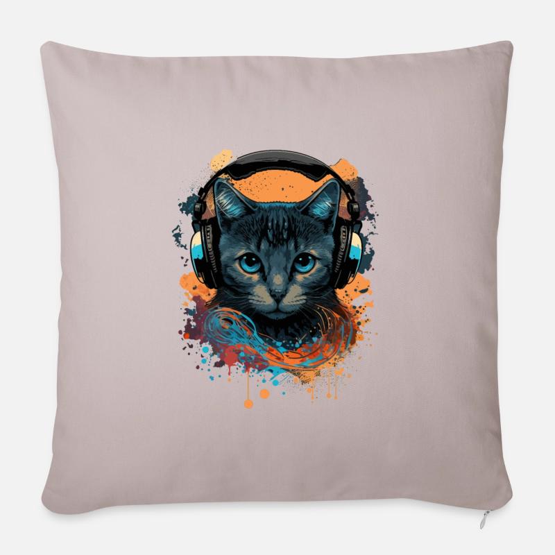 Hardstyle Katze - Sofakissen mit Füllung 45 x 45 cm - helles Taupe