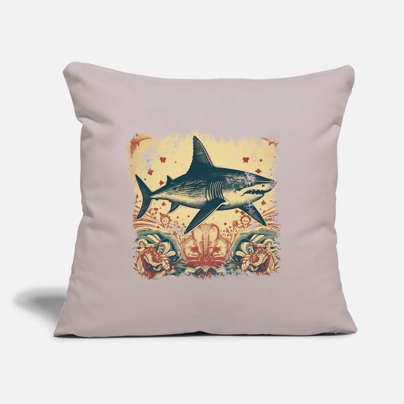 Cool retro shark with 50s patterns Sofa pillow with filling 45cm x 45cm