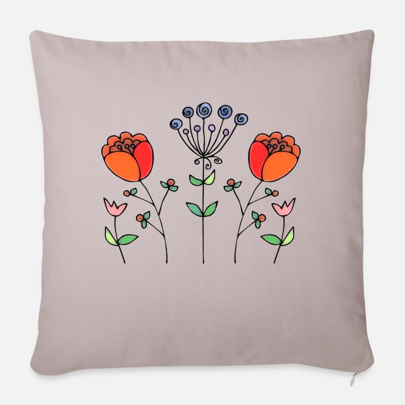 Blomster - Sofapute med fylling 45 x 45 cm - lys taupe