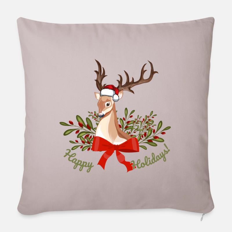 Joyeuses Fêtes - Coussin et housse de 45 x 45 cm - taupe clair