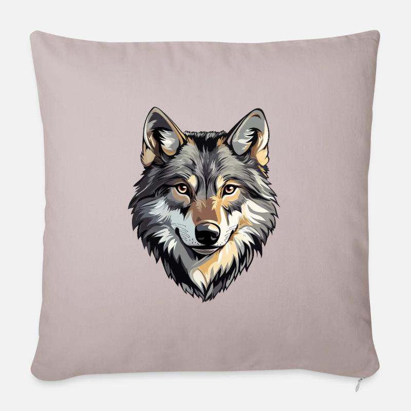 Wolfskopf, wilder Wolf, Wolfsrudel - Sofakissen mit Füllung 45 x 45 cm - helles Taupe