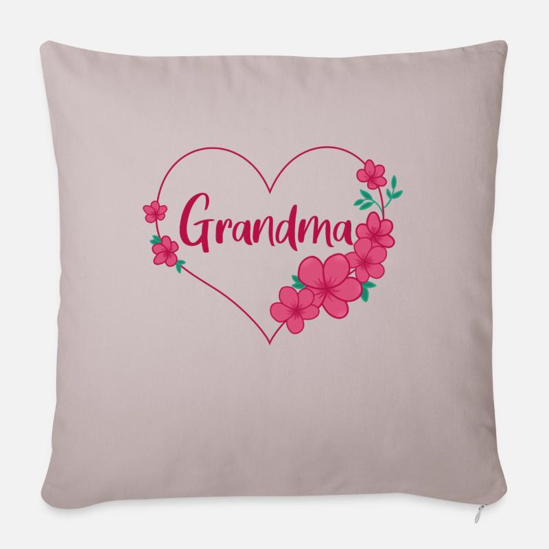 Grandma Oma Großmutter Geschenk - Sofakissen mit Füllung 45 x 45 cm - helles Taupe