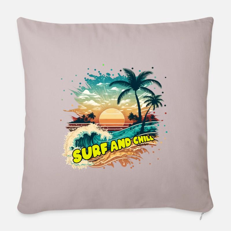 Surf tropical beachsurf et chill - Coussin et housse de 45 x 45 cm - taupe clair