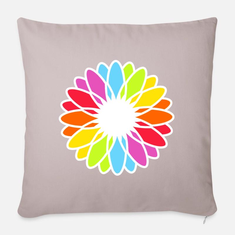 Regenbogen Blüte Mandala - Sofakissen mit Füllung 45 x 45 cm - helles Taupe