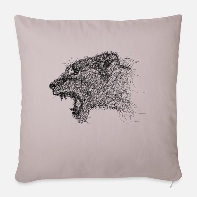 Löwin Scribble - Sofakissen mit Füllung 45 x 45 cm - helles Taupe