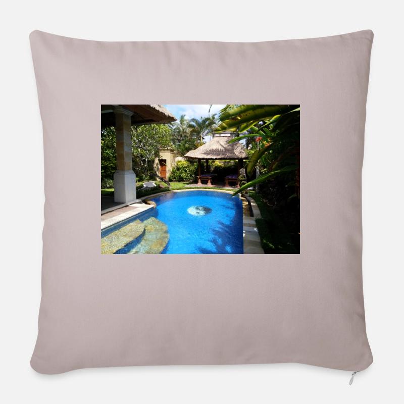 Villa avec piscine privée à Bali - Coussin et housse de 45 x 45 cm - taupe clair