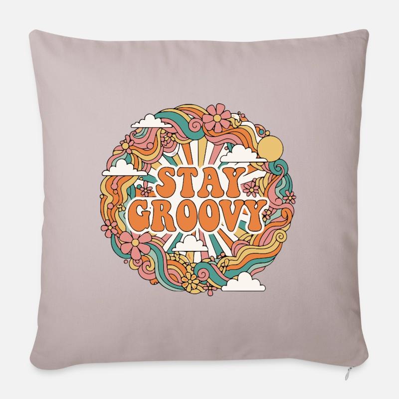 Psychedelisch Retro - Sofakissen mit Füllung 45 x 45 cm - helles Taupe