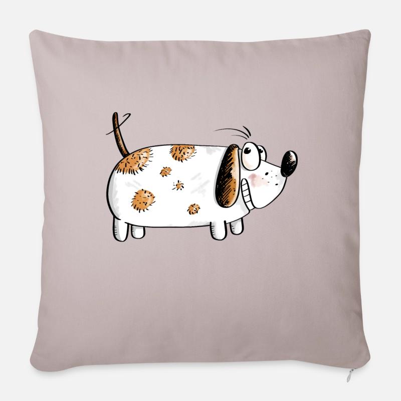 Dicker Lustiger Hund - Hunde Comic - Sofakissen mit Füllung 45 x 45 cm - helles Taupe
